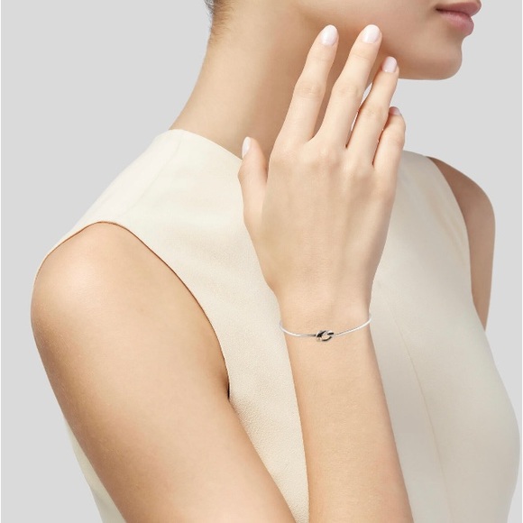 Authentic Tiffany & Co.  silver and gold bangle. lucky in love knot. - Picture 2 of 4